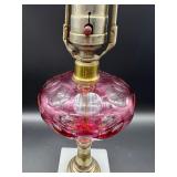 Beautiful FENTON Cranberry Coin Dot Lamp MCM