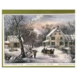 Set of 4 - Vintage CURRIER & IVES Lithographs - AMERICAN HOMESTEAD SEASONS SERIES