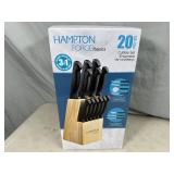 New 20 pc Hampton Forge Cutlery / Knife Set with Block