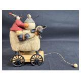 Collectible Williraye Studio Figurine - Baa Brr Wheeled Cart Sheep with Snowmen