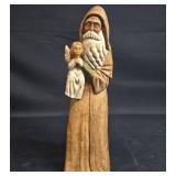 EFY Hand-Carved Wooden Christmas Figure of Santa with Angel - 2000