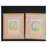 Pair of Framed Signed Fairy Prints by Illustrator Louise Popoff