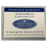 Anheuser-Busch St. Louis Lager Beer Glass Sets With Storage Tin (VERY COOL)