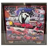 Signed Sam Bass NASCAR Print Framed 26 1/4" x 27 1/4"