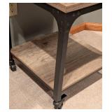 Rolling Industrial Style Side Table