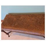 Decorative Faux Suede and Bronze Bench