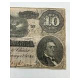 1864 $10 Dollar CIVIL WAR Bill Banknote Confederate States of America Richmond