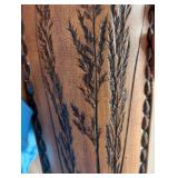 Vintage BRAUNSCHWEIG Germany Pottery Large Wheat Impressed Wall Vase w/ Dried Foliage Artisan Signed