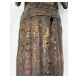 Antique African Benin Solid Cast Bronze Shrine Fertile Female Figure With Snakes & Lizards