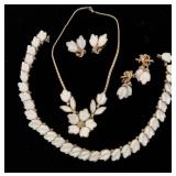 Vintage TRIFARI Molded Glass DOGWOOD Petals Necklace and Earring Sets