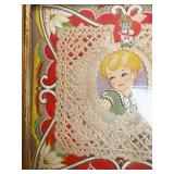 Vintage Panel Mirror with Paper Art