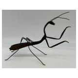 Vintage Metal Sculpture PRAYING MANTIS Iron & Brass Insect Curiosities