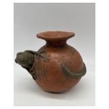 Vintage PUEBLO Terracotta Vessel Effigy Pot with Figural Lizard