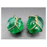 Emerald Green Gem Clip On Earrings