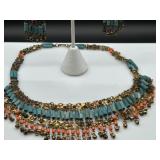 Vintage Egyptian Revival Art Deco Exotic Necklace & Earrings