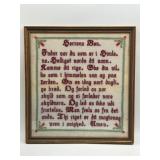 Antique Framed Needle Point Hand Stitched SAMPLER in Swedish