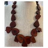 Unsigned Vintage Tagua Nut Beaded Necklace