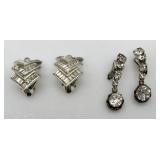 Vintage Rhinestone Clip On Earrings including LERU - 2 Pair