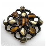 Vintage TIGER EYE Pin / Brooch