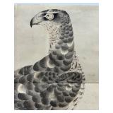 Antique Japanese Print of a Hawk Ink on Paper Unknown Artist