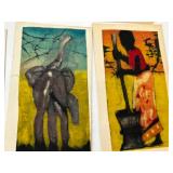 Vintage Handmade BATIK Fabric Design African Animal CARDS - Qty 11