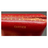 Rare Antique CARTIER Leather Tooled Hardshelled Jewelry Box - Red with Gold Accents - Box Only