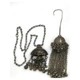 Vintage Silver Yemeni Bedouin Earring and Necklace / Pendant