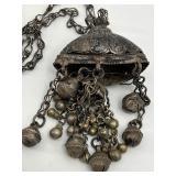 Vintage Silver Yemeni Bedouin Earring and Necklace / Pendant