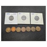 (9) Pre 1900 Indianheads + 1908. 10 coins.