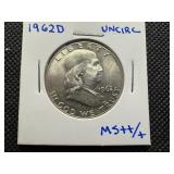 1962 D Uncirculated Franklin Half Dollar, MS++/+