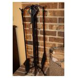 Fireplace Utensils Clean Wrought Iron and Woven Wood Bucket…