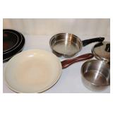 Kitchen Essentials…T-Fal 3-Piece Skillet, Lustre Craft 18-8 Stainless Steel 3-Ply 7 1/4” Saucepan Etc