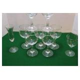 Kitchen Vintage…8-Piece Crystal 5.5” Goblets Stemware, 6” Cordial Etc