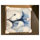 "Blue Xray Floral" Unframed Free Floating Tempered Glass Panel Graphic Wall Art Print 24 in. x 24 in. by Empire Art Direct Customer Returns See Pictures