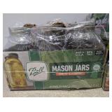 22 REGULAR MOUTH BALL 12QT MASON JARS ( 2 MISSING ), 6 WIDE MOUTH BALL 1/2 GALLON MASON JARS