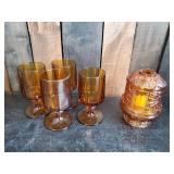 Beautiful Mid Modern Amber Glasses and Fairy Lamp