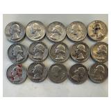 LOT OF 15 SILVER QUARTERS MIXED DATES