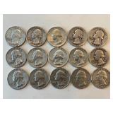 LOT OF 15 SILVER QUARTERS MIXED DATES