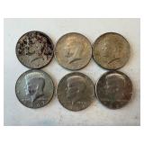 LOT OF 6 KENNEDY HALF DOLLAR MIXED DATES