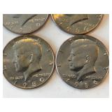 LOT OF 4 KENNEDY HALF DOLLARS MIXED DATES - P