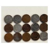 LOT OF 15 STEEL AND INDIAN HEAD PENNIES MIXED DATES