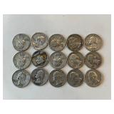 LOT OF 15 SILVER QUARTERS MIXED DATES