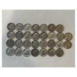 LOT OF 30 SILVER DIMES MIXED DATES