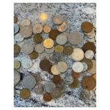 LOT OF MIXED FOREIGN COINS 11OZ