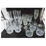 Lot of large crystal glasses and flutes