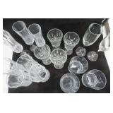 Lot of large crystal glasses and flutes