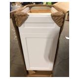 Hampton Bay Designer Series Melvern Assembled 15x34.5x23.75 in. Pull Out Trash Can Base Kitchen Cabinet in White Customer Returns See Pictures