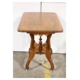 Elegant Vintage Side Table with Scalloped Edge and Casters