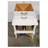 Vintage White Nightstand with Two Drawers and Decorative Hardware