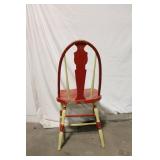 Vintage Red and Yellow Painted Wooden Chair by Marietta Chair Company